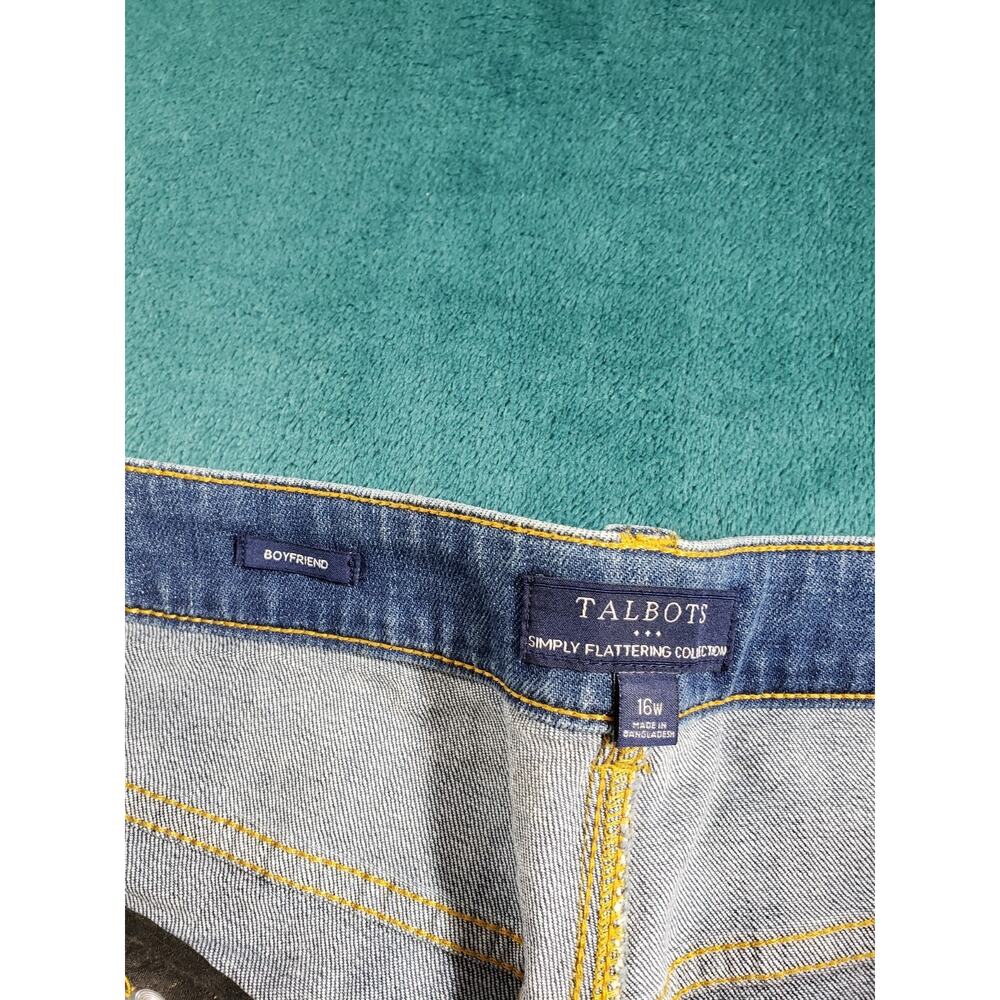 Talbots Jeans Size 16 W Womens Blue Stretch Pants Denim Mid Rise Boyfriend - Picture 3 of 12